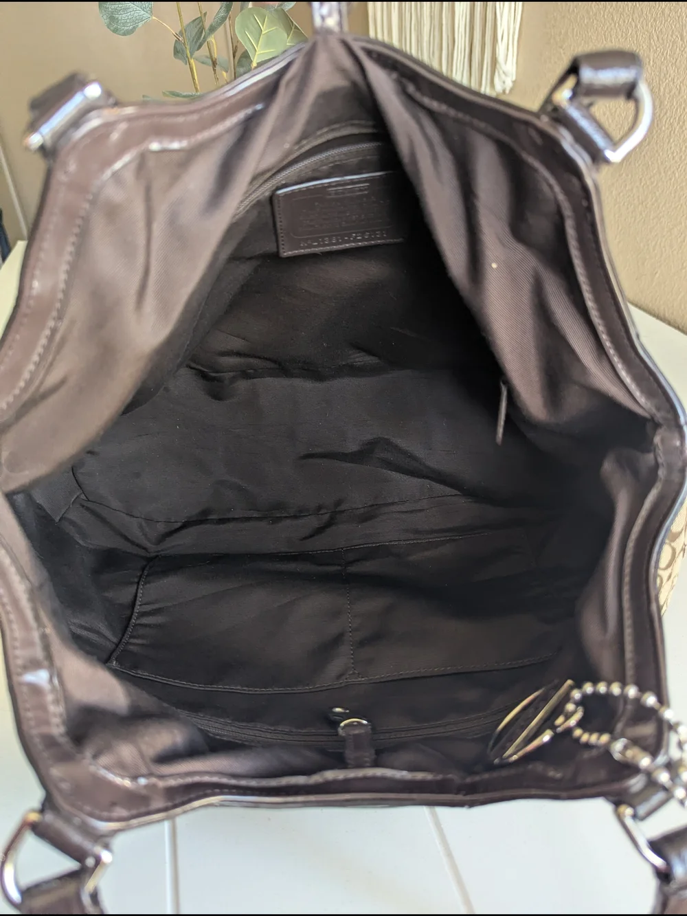 Coach Signature Stripe Devin Shoulder Tote Bag